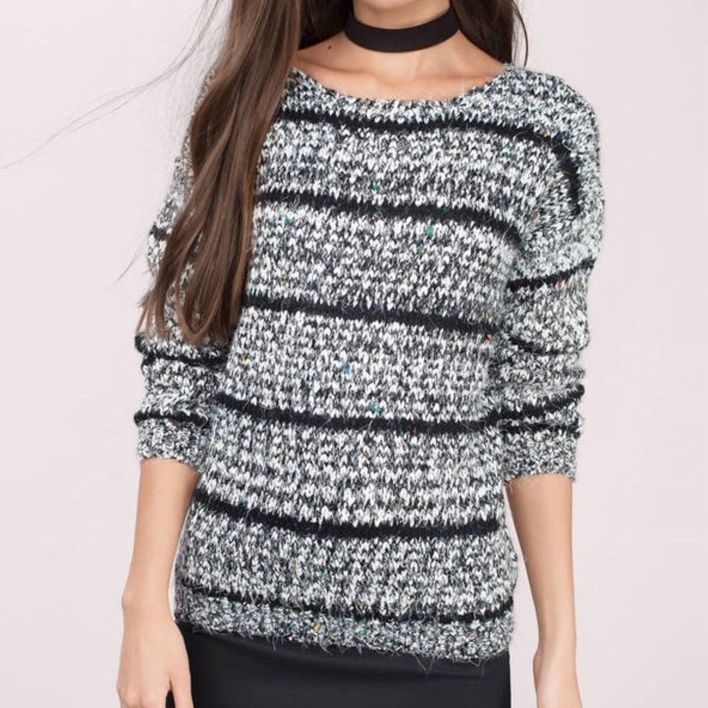 M/L Lulumari Anthropologie Striped Fuzzy Sweater